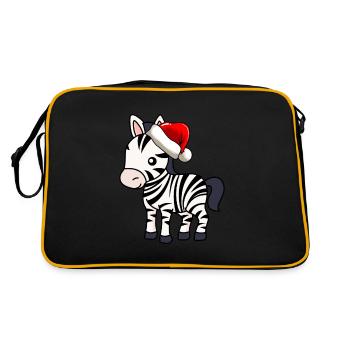 Zebra Comic Weihnachten - Retro Tasche - Schwarz/Gold - Hinten