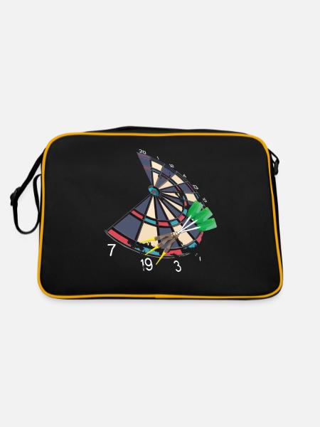 Dartscheibe mit Pfeilen, im Vintage Polygon Design - Retro Tasche - Schwarz/Gold - Hinten