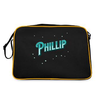 Phillip Namen personalisiert - Retro Tasche - Schwarz/Gold - Hinten