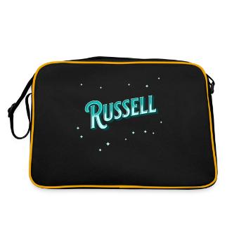 Russell Namen personalisiert - Retro Tasche - Schwarz/Gold - Hinten