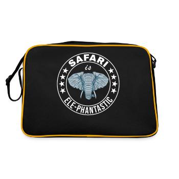 Safari ist Elephantastic Safari-Urlaub Wortspiel - Retro Tasche - Schwarz/Gold - Hinten