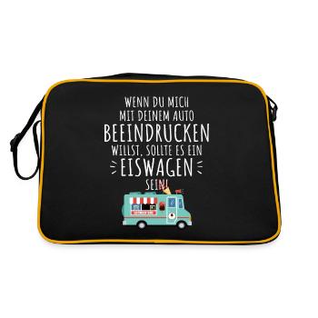 Eis Liebhaber Mich Mit Auto Beeindrucken Eiswagen - Retro Tasche - Schwarz/Gold - Hinten