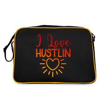 Ich liebe Hustlin - Retro Tasche - Schwarz/Gold - Hinten