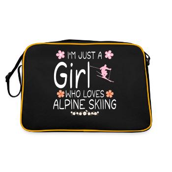 Ich bin nur ein Mädchen, das alpines Skifahren liebt - Retro Tasche - Schwarz/Gold - Hinten