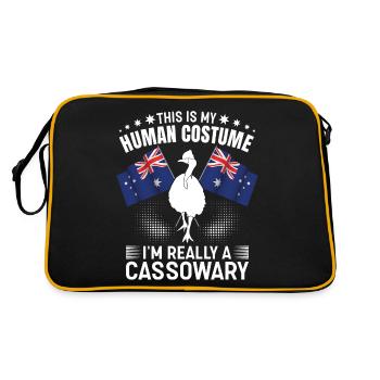 Retro Cassowary Bird Vintage Cassowaries - Retro Bag - black/gold - Back