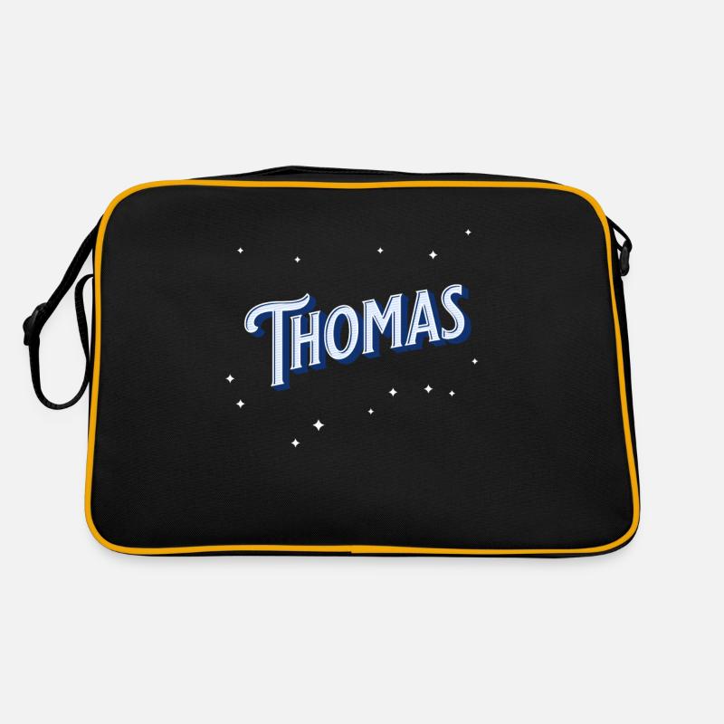 Thomas Namen personalisiert - Retro Tasche - Schwarz/Gold