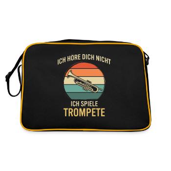 Trompete Trompetenspieler Trompeter - Retro Tasche - Schwarz/Gold - Hinten