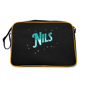 Nils Namen personalisiert - Retro Tasche - Schwarz/Gold - Hinten