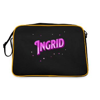 Ingrid Namen personalisiert - Retro Tasche - Schwarz/Gold - Hinten