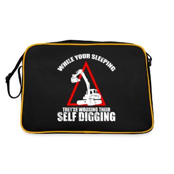 Bagger für Schwermaschinenführer - Retro Tasche - Schwarz/Gold - Hinten