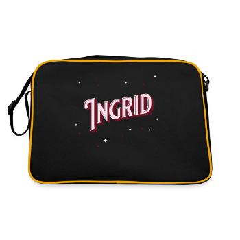 Ingrid Namen personalisiert - Retro Tasche - Schwarz/Gold - Hinten