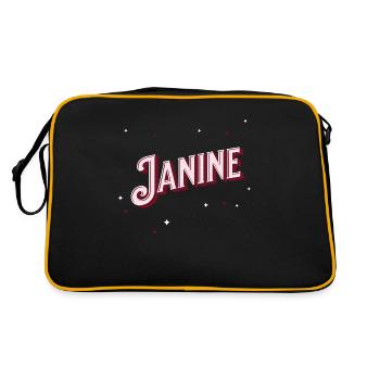 Janine Namen personalisiert - Retro Tasche - Schwarz/Gold - Hinten