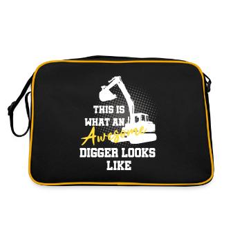 Bagger Design für Baggerfahrer - Retro Tasche - Schwarz/Gold - Hinten
