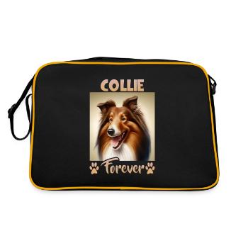 Collie Dog Saying Collie Design - Sac Retro - noir/or - Dos