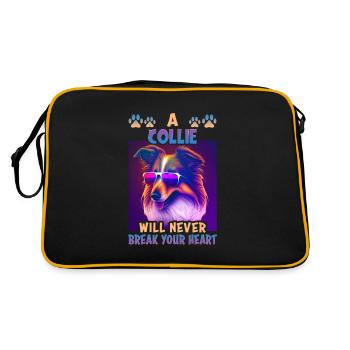 Collie Dog Saying Collie Design - Sac Retro - noir/or - Dos