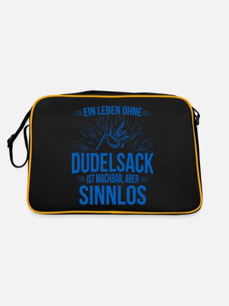 Dudelsack Dudelsackspieler Sackpfeife - Retro Tasche - Schwarz/Gold