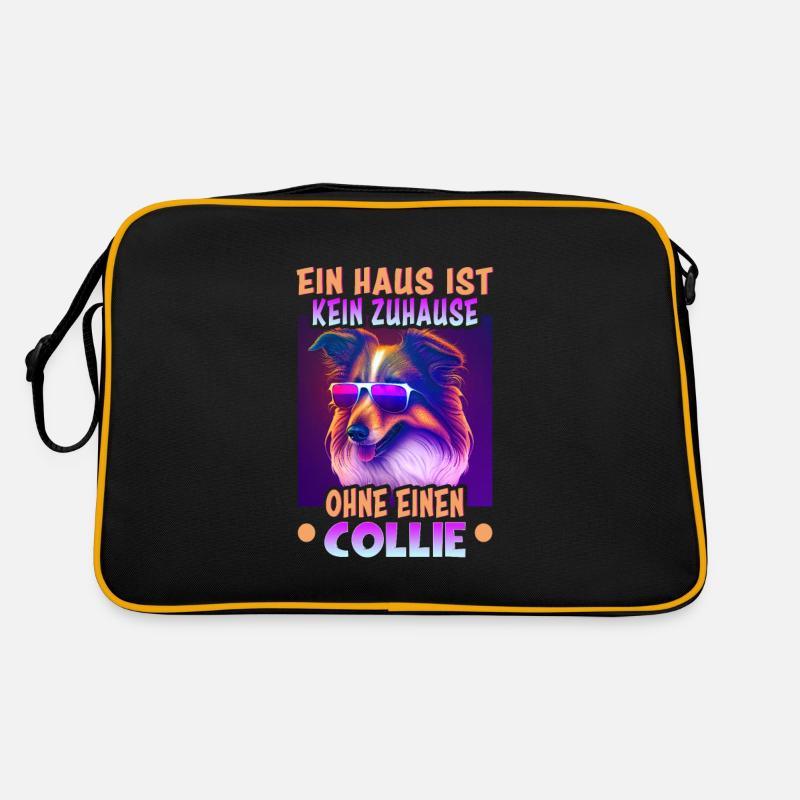 Hunde Spruch Collie Design Retro Tasche