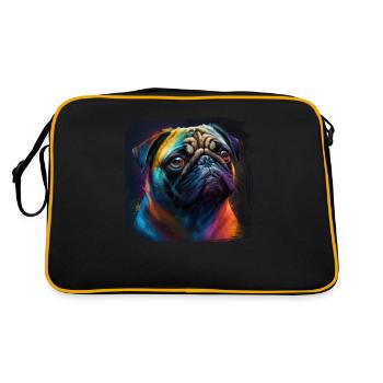 Hunde Spruch Mops Design für Hundeliebhaber - Retro Tasche - Schwarz/Gold - Hinten