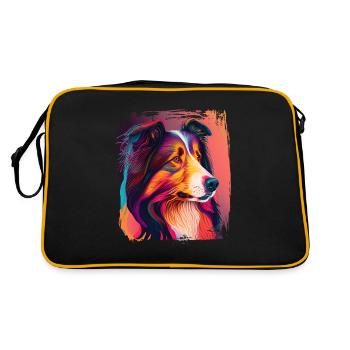 Collie Dog Saying Collie Design - Sac Retro - noir/or - Dos