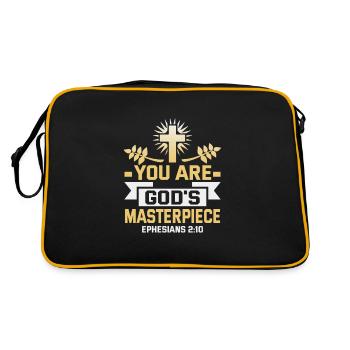 Christliche Zitate Designs für gläubige Christen - Retro Tasche - Schwarz/Gold - Hinten