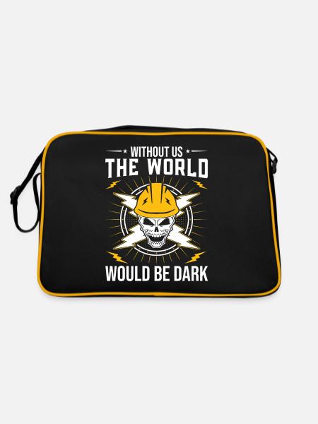 Funny High Voltage Electrician Saying Electrics - Retro Bag - black/gold - Back