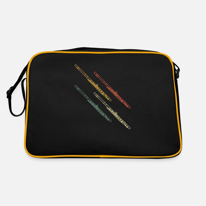 Querflöte Querflötenspieler Querflötist - Retro Tasche - Schwarz/Gold