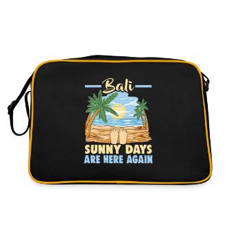 Bali Indonesien Strandurlaub am Meer - Retro Tasche - Schwarz/Gold - Hinten