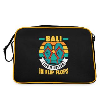 Bali Indonesien Strandurlaub am Meer - Retro Tasche - Schwarz/Gold - Hinten