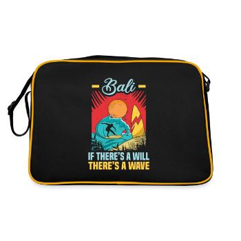 Bali Indonesien Strandurlaub am Meer - Retro Tasche - Schwarz/Gold - Hinten