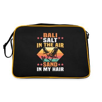 Bali Indonesien Strandurlaub am Meer - Retro Tasche - Schwarz/Gold - Hinten