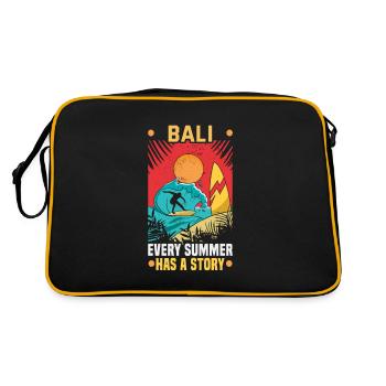 Bali Indonesien Strandurlaub am Meer - Retro Tasche - Schwarz/Gold - Hinten