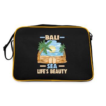 Bali Indonesien Strandurlaub am Meer - Retro Tasche - Schwarz/Gold - Hinten