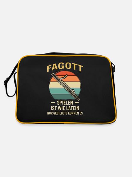 Fagott Fagottspieler Fagottist - Retro Tasche - Schwarz/Gold - Hinten