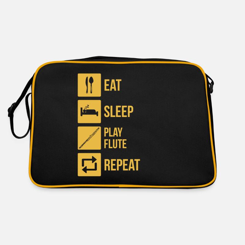 Querflöte Querflötenspieler Querflötist Retro Tasche