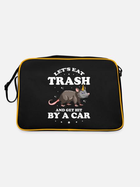 Sariga Design für Opossum und Waschbär - Retro Tasche - Schwarz/Gold - Hinten
