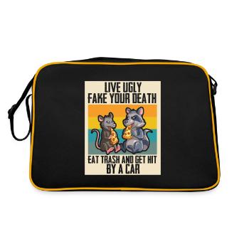 Waschbär Design für Possum und Beutelratte - Retro Tasche - Schwarz/Gold - Hinten