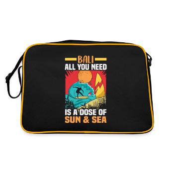 Bali Indonesien Strandurlaub am Meer - Retro Tasche - Schwarz/Gold - Hinten