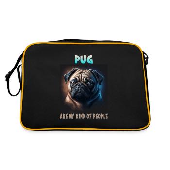 Hunde Spruch Mops Design für Hundeliebhaber - Retro Tasche - Schwarz/Gold - Hinten
