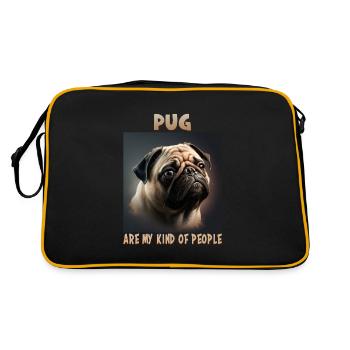 Hunde Spruch Mops Design für Hundeliebhaber - Retro Tasche - Schwarz/Gold - Hinten