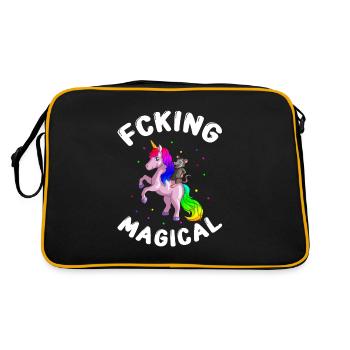 Waschbär Design für Possum und Beutelratte - Retro Tasche - Schwarz/Gold - Hinten