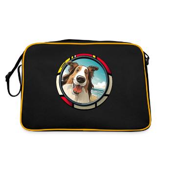 Collie Dogs Cartoon Collie Design - Sac Retro - noir/or - Dos