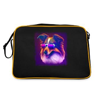 Collie Dogs Cartoon Collie Design - Sac Retro - noir/or - Dos