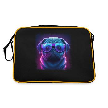 Hunde Spruch Mops Design für Hundeliebhaber - Retro Tasche - Schwarz/Gold - Hinten