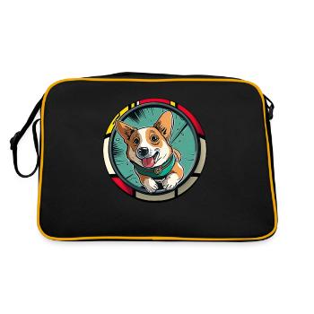 Chiens CartoonWelsh Corgi Design pour les amoureux des chiens - Sac Retro - noir/or - Dos