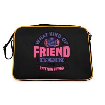 Handarbeit Stricken lustiger Strick Spruch - Retro Tasche - Schwarz/Gold - Hinten