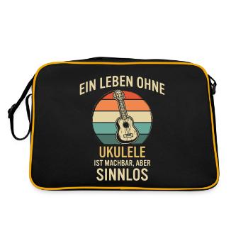 Ukulele Ukulele-Spieler Ukulelist - Retro Tasche - Schwarz/Gold - Hinten
