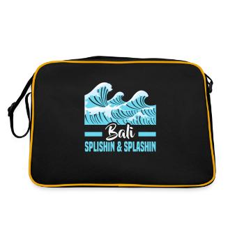 Bali Indonesien Strandurlaub am Meer - Retro Tasche - Schwarz/Gold - Hinten