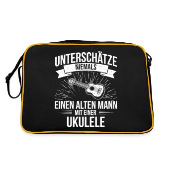 Ukulele Ukulele-Spieler Ukulelist - Retro Tasche - Schwarz/Gold - Hinten