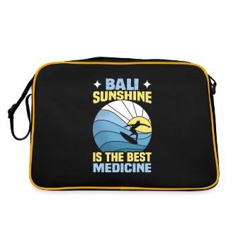 Bali Indonesien Strandurlaub am Meer - Retro Tasche - Schwarz/Gold - Hinten