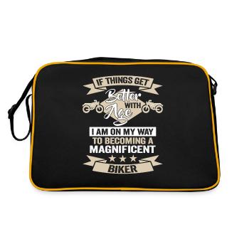 Motorcyclist Birthday Biker Design - Retro Bag - black/gold - Back